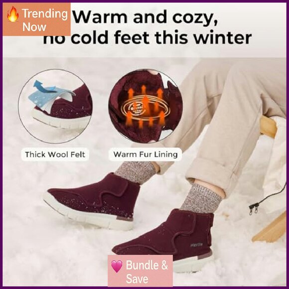 Women's Wide Width Winter Boots with Adjustable Straps & Warm Fur Lining - Picture 6 of 8